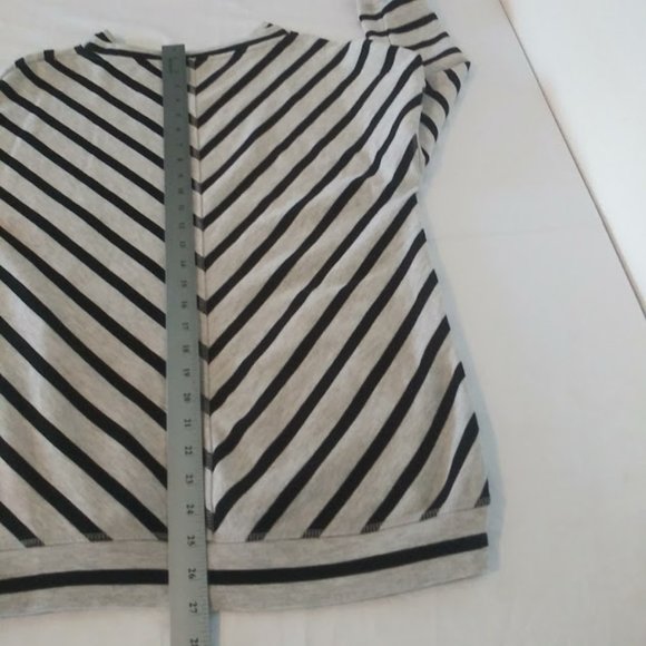 Christopher & Banks women's size S gray and black diagonal striped sweater - Picture 10 of 13